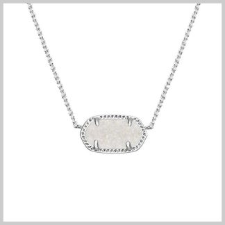 Kendra Scott Elisa Short Pendant Necklace-Rhodium Iridescent Drusy
