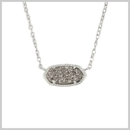 Kendra Scott Elisa Short Pendant Necklace-Rhodium Platinum Drusy