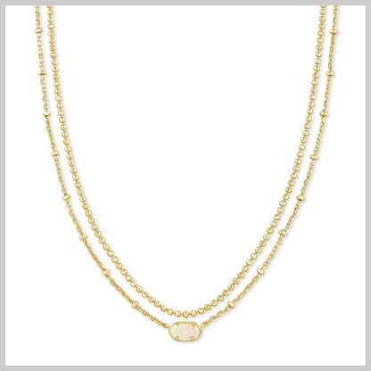Kendra Scott Emilie Multi Strand Necklace-Gold Iridescent Drusy