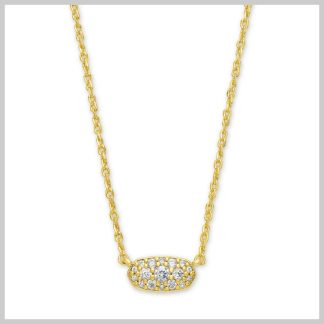 Kendra Scott Grayson Gold Pendant Necklace in White Crystal