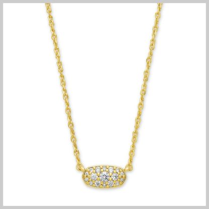 Kendra Scott Grayson Gold Pendant Necklace in White Crystal