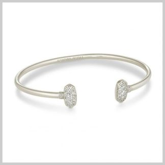 Kendra Scott Grayson Rhodium Cuff Bracelet in White Crystal