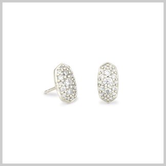 Kendra Scott Grayson Silver Stud Earings-Rhodium Crystal