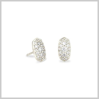 Kendra Scott Grayson Silver Stud Earings-Rhodium Crystal