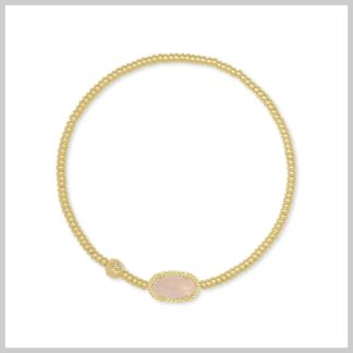Kendra Scott Grayson Stretch Bracelet-Gold Rose Quartz