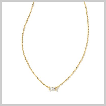 Kendra Scott Juliette Pendant Necklace-Gold with White Crystal