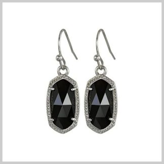 Kendra Scott Lee Earring in Rhodium and Black Opaque Glass