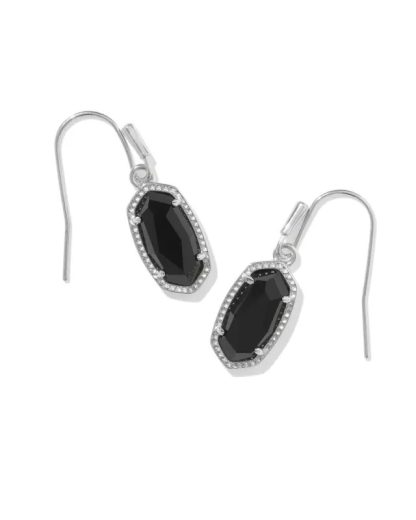 Kendra Scott Lee Earring in Rhodium and Black Opaque Glass - Image 2