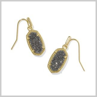 Kendra Scott Lee Gold Drop Earrings in Platinum Drusy