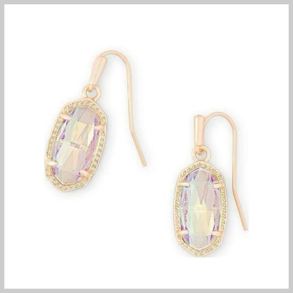 Kendra Scott Lee Rose Gold Drop Earrings in Dichroic Glass