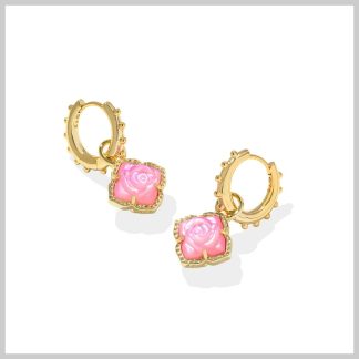 Kendra Scott Mallory Rose Huggie Earrings in Gold, Blush, Ivory