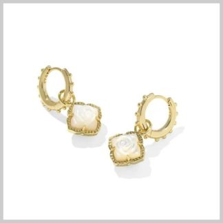 Kendra Scott Mallory Rose Huggie Earrings in Gold, Ivory, Mop