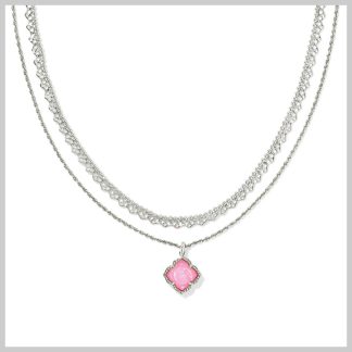 Kendra Scott Mallory Rose Multi-Strand Necklace in Rhodium, Blush, Ivory Mop