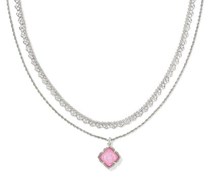 Kendra Scott Mallory Rose Multi-Strand Necklace in Rhodium, Blush, Ivory Mop