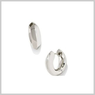 Kendra Scott Mikki Metal Huggie Earrings-Polished Silver