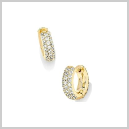 Kendra Scott Mikki Pave Huggie Earrings-Gold