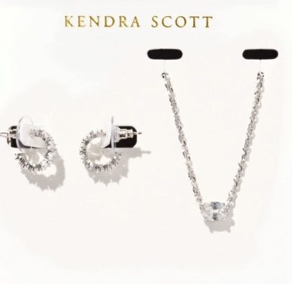 Kendra Scott Elisa Gift Set 2 Rhodium with Ivory Mother of PEarl