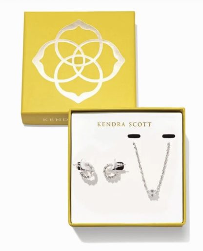 Kendra Scott Caitlin Crystal Gift Set Rhodium with White Crystal