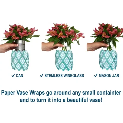Blue Chinoiserie Paper Vase Wraps - Image 3