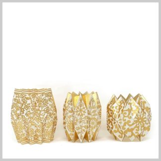 Lucy Grymes Designs Gold Chinoiserie Paper Vase Wraps Set of 3