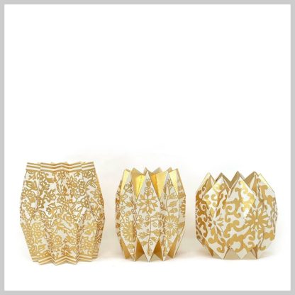 Lucy Grymes Designs Gold Chinoiserie Paper Vase Wraps Set of 3