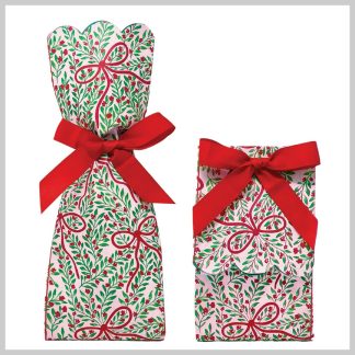 Lucy Grymes Designs Holiday Bow Garden Wine & Gift Bag Kits Set of 6