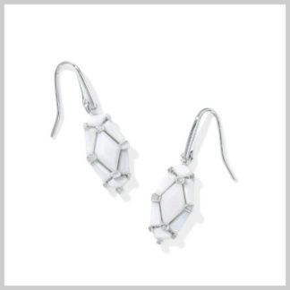 Kendra Scott Lindy Rae Lee Drop Earrings Silver White Opalite Crystal