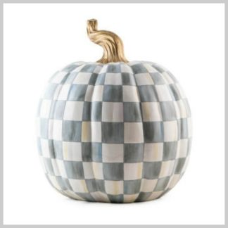 MacKenzie-Childs Fall Pumpkin Collection-Sterling Check Pumpkin-Large