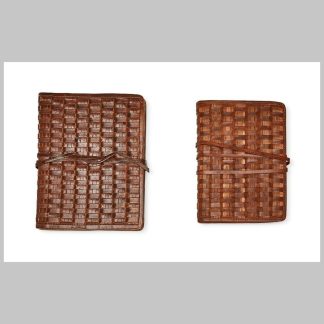 Chestnut Woven Leather Journals Set of 2-Small Weave