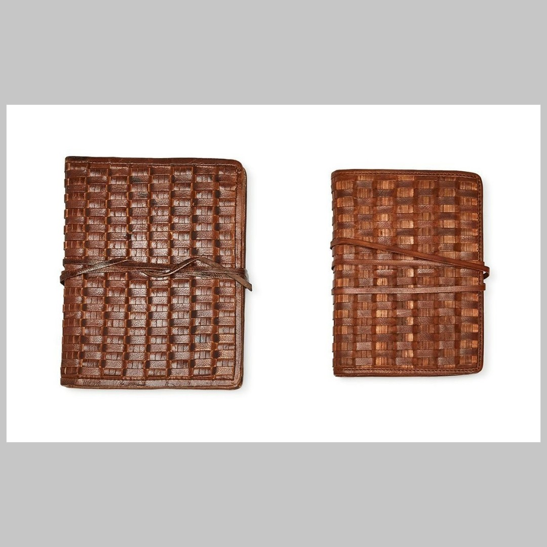 Chestnut Woven Leather Journals Set of 2-Small Weave