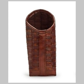 Chestnut Woven Leather Eyeglasses & Accessory Holder-Dark Weave