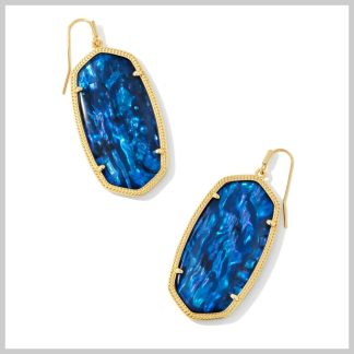Kendra Scott Lee Earrings in Gold Navy Abalone