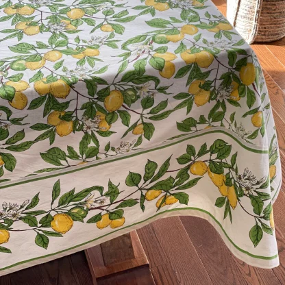 Mahogany Linen Lemon Grove Tablecloth, 3 Sizes