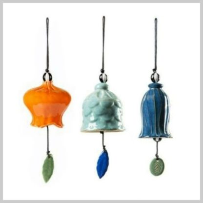 MacKenzie-Childs Avant Garden Bell Flower Chimes Set of 3
