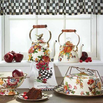 MacKenzie-Childs Dish Towel-Tulip Tea Kettle - Image 3