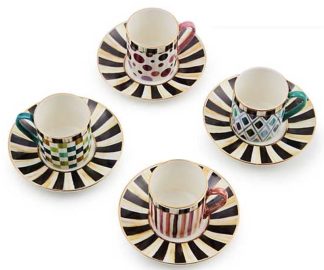 MacKenIe Childs Sweetheart Espresso Cup And Saucer Set Of 4