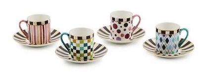 MacKenIe Childs Sweetheart Espresso Cup And Saucer Set Of 4