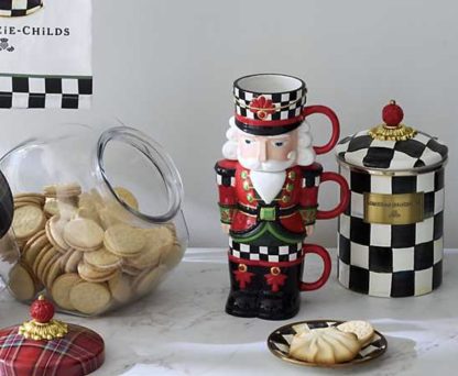 MacKenzie Childs Class Courtly Nutcracker Stacking Mugs