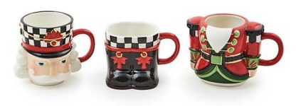 MacKenzie Childs Class Courtly Nutcracker Stacking Mugs