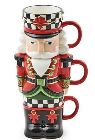 MacKenzie Childs Class Courtly Nutcracker Stacking Mugs