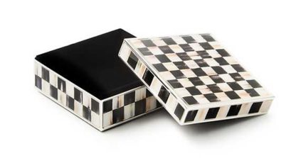 MacKenzie Childs Courtly Check Silver Plated Trinket Box
