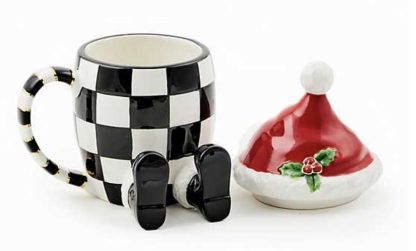 MacKenzie Childs Cozy Christmas Lidded Santa Mug