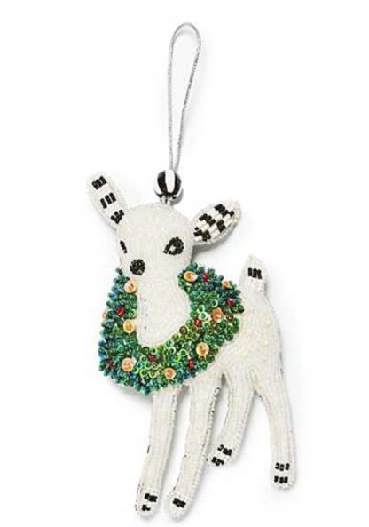 MacKenzie Childs Deary Deer Beaded Ornament