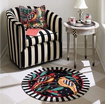 MacKenzie Childs Holiday Cardinal Round Rug