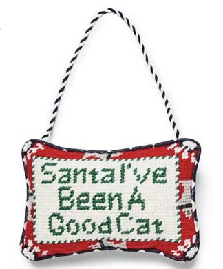 MacKenzie Childs Needlepoint Cat Lover Ornament