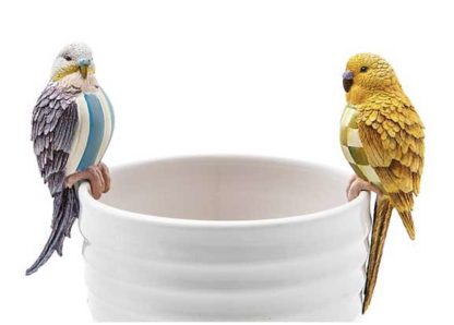 MacKenzie Childs Parakeet Pot Climber Blue