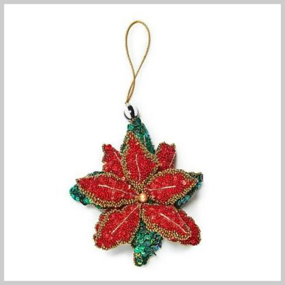 MacKenzie-Childs Holiday- Beaded Ornament- Poinsettia
