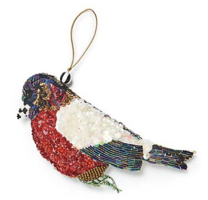 MacKenzie Childs Red Bird Beaded Ornament