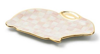 MacKenzie Childs Rosy Check Bunny Dish