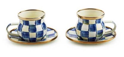 MacKenzie Childs Royal Check Espresso Cup And Saucer Set